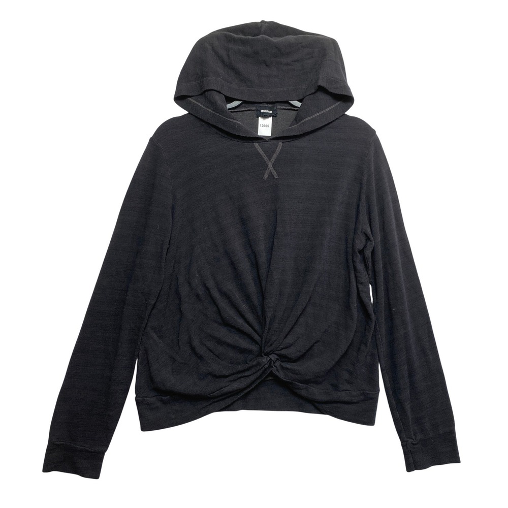 Monrow Hoodie Womens Large Gray Long Sleeve Pullover HT0801 Twist Front
